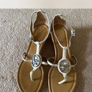 Coach Tan and White Sandals